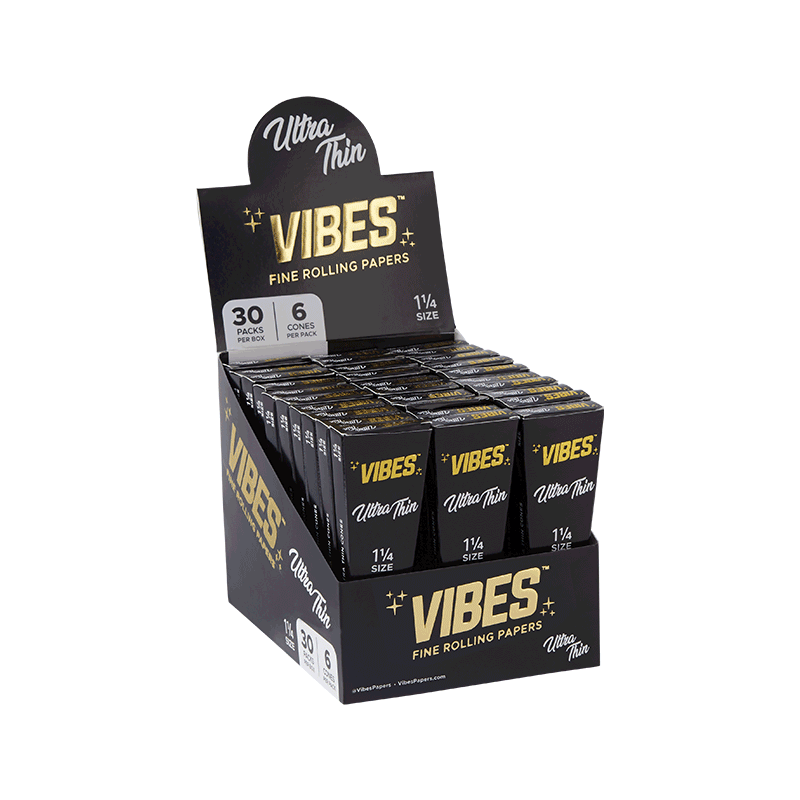 VIBES - 1.25" Cones - Box of 30 Coffins Each Coffin Contains 6 Cones
