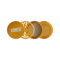Vibes 4-Piece Grinder Grinders : Aluminum Vibes Rolling Papers 2.5"(63mm) gld 4pc
