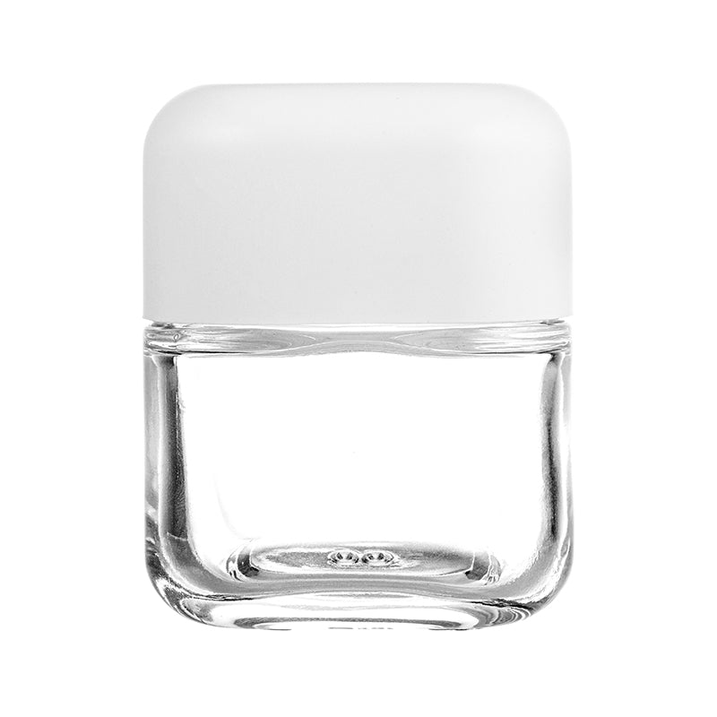 White Matte Cap for Square 5mL Glass Jar with 3 Layer Liner