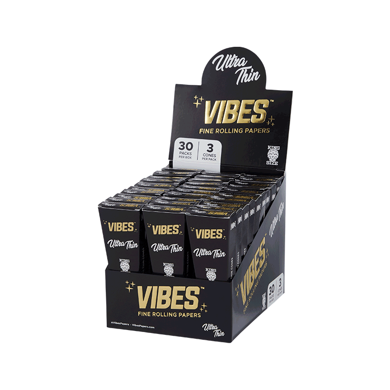 VIBES - King Size Cones - Box of 30 Coffins Each Coffin Contains 3 Cones