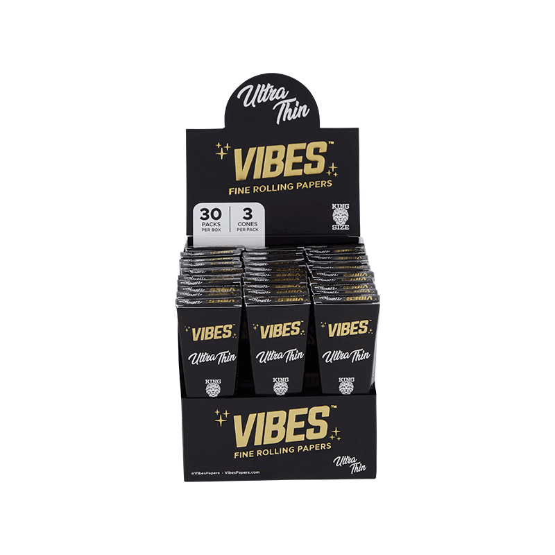 VIBES - King Size Cones - Box of 30 Coffins Each Coffin Contains 3 Cones