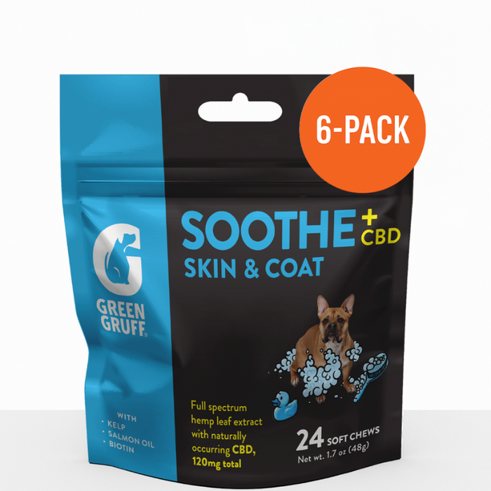 Green Gruff CBD Soothe Skin & Coat - 24 Soft Chews (6-Pack)