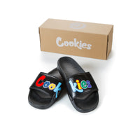 Cookies Slides Original Mint Logo Faux Leather Logo Black