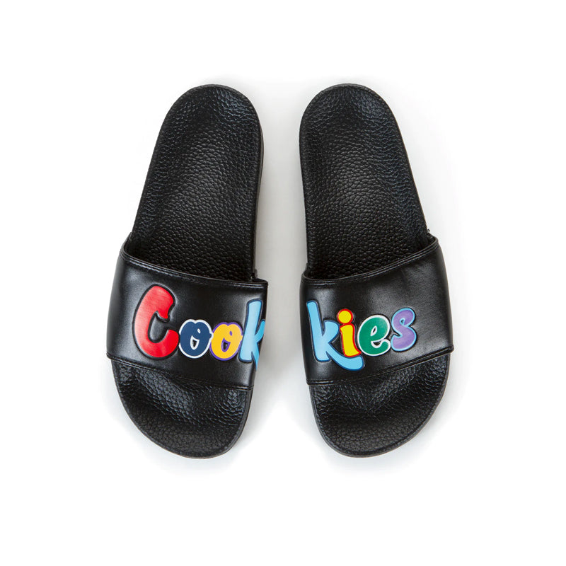 Cookies Slides Original Mint Logo Faux Leather Logo Black