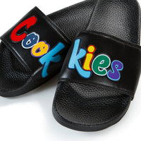 Cookies Slides Original Mint Logo Faux Leather Logo Black