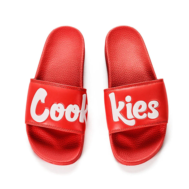 Cookies Slides Original Mint Faux Leather Logo Red