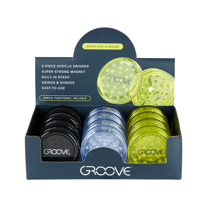 Groove Plastic Acrylic Grinder 12ct POP