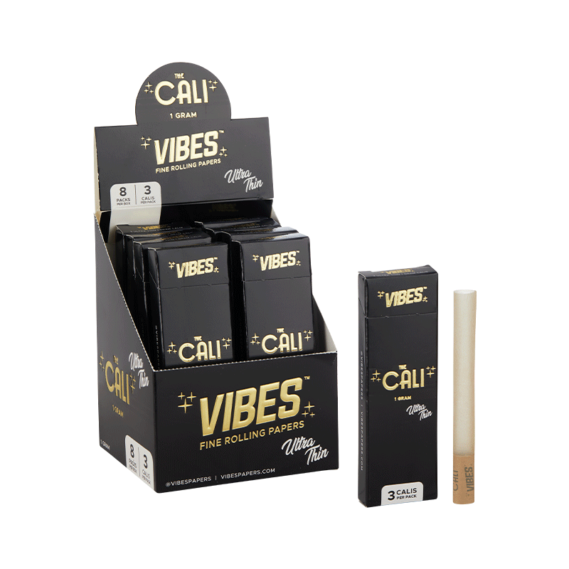 VIBES The Cali - 1 Gram Box Papers, Cones, and Wraps : Cones Vibes Rolling Papers Ultra Thin (Black) 24pk cali1g