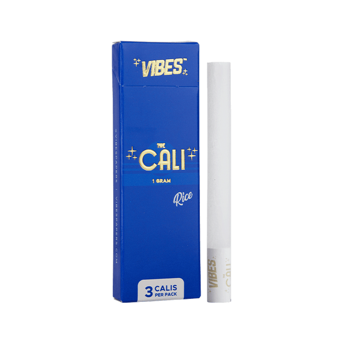 VIBES The Cali - 1 Gram Papers, Cones, and Wraps : Cones Vibes Rolling Papers 3pk Rice (Blue) cali1g