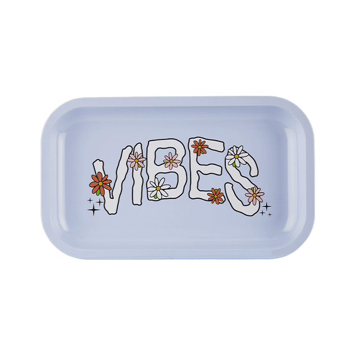 VIBES  Daisy Aluminum tray Accessories : Rolling Trays Vibes Rolling Papers medium daisy 