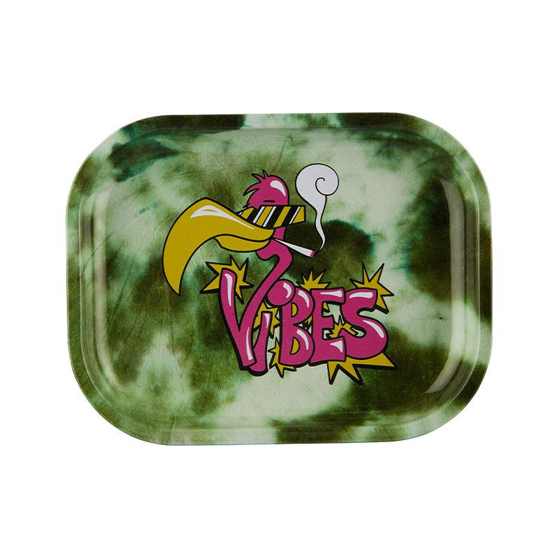 VIBES Flamingo Aluminum tray Accessories : Rolling Trays Vibes Rolling Papers small flamingo 