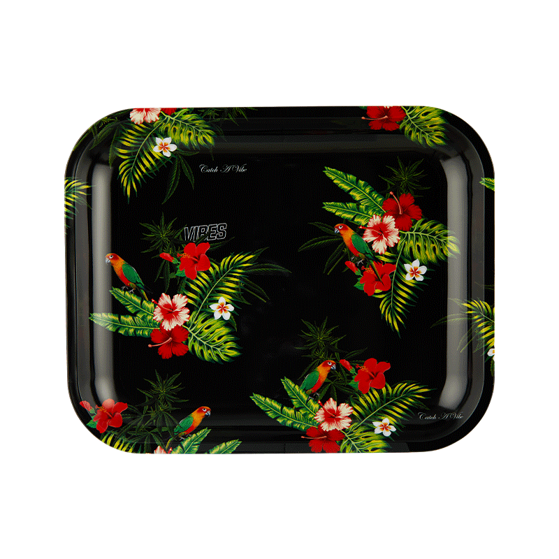 VIBES Floral Aluminum Tray Accessories : Rolling Trays Vibes Rolling Papers large floral 