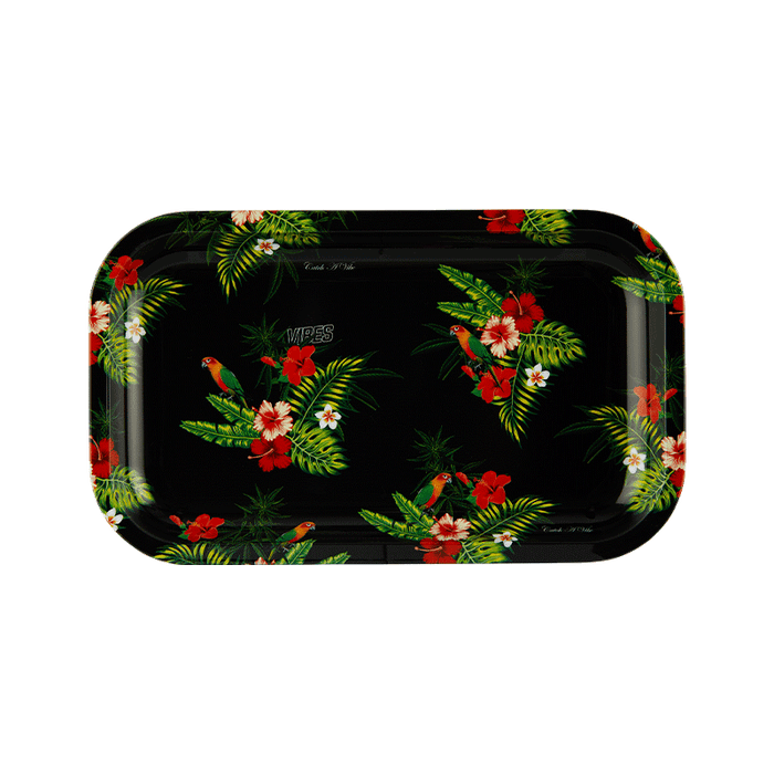 VIBES Floral Aluminum Tray Accessories : Rolling Trays Vibes Rolling Papers medium floral 