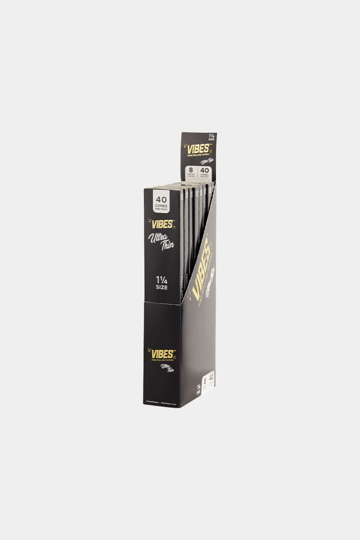 VIBES - 1.25" Cones - Box of 8 Coffins Each Coffin Contains 40 Cones