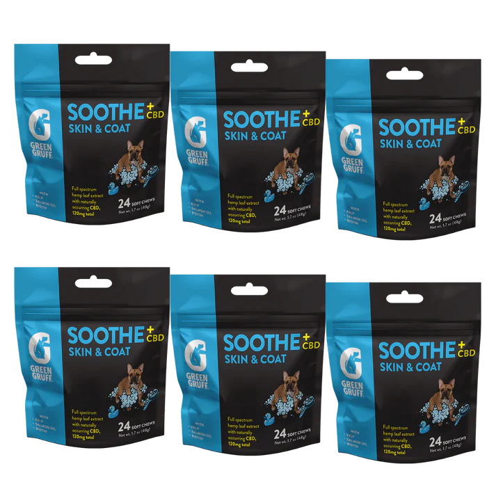 Green Gruff CBD Soothe Skin & Coat - 24 Soft Chews (6-Pack)